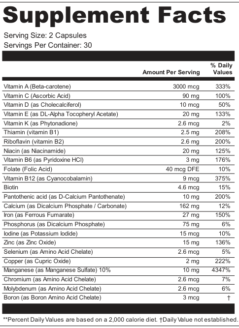 Supplement Facts for VitalChord