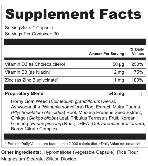 Supplement Facts for ValorDrift